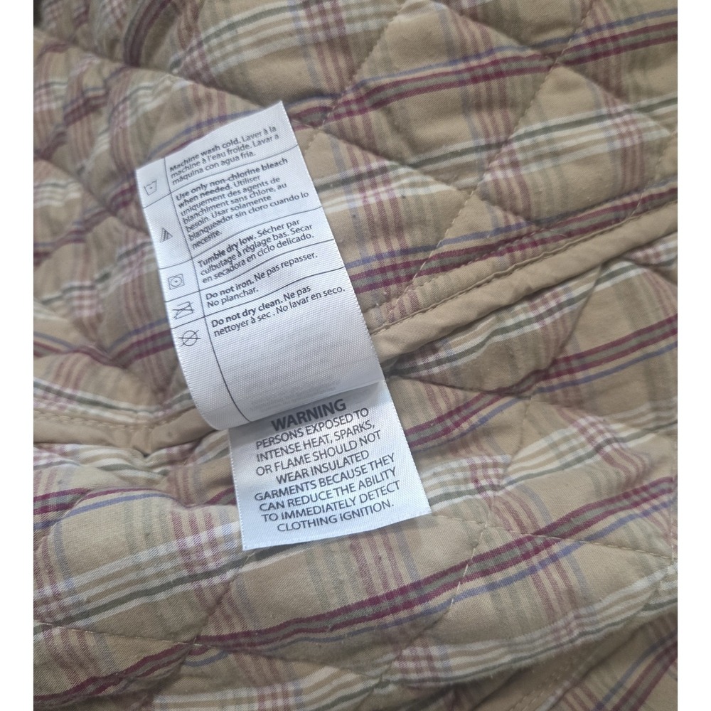 Carhartt For Women Quilted Jacket Beige Tan L Large Snap Front Plaid Lined... - Picture 10 of 12